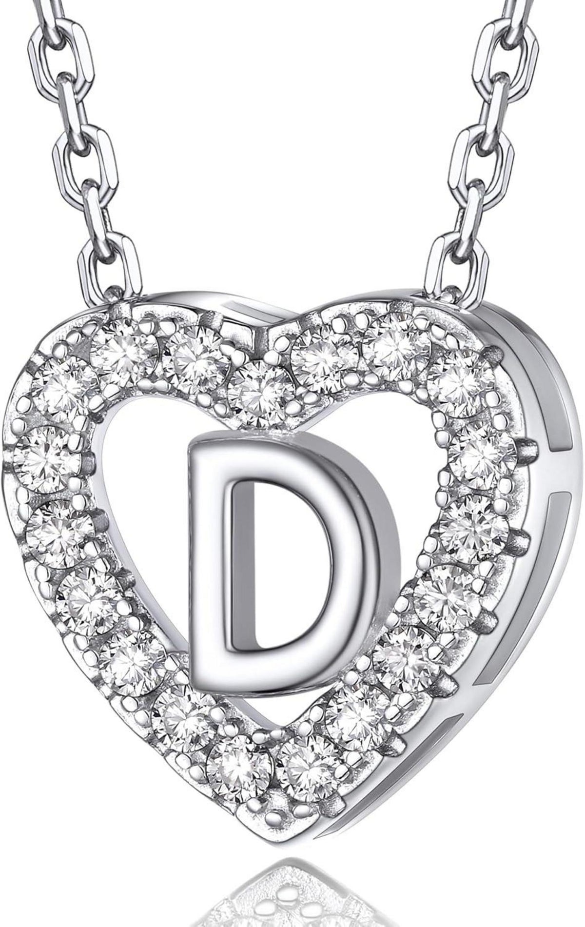 Herz Kette mit Buchstaben A-Z Anhänger, Moissanit Diamant Initialen