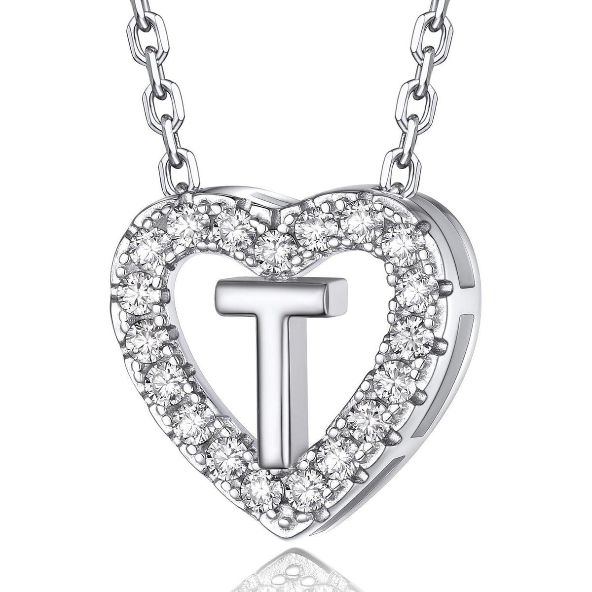 Personalisierte Initialen Herz Kette Damen mit Moissanit