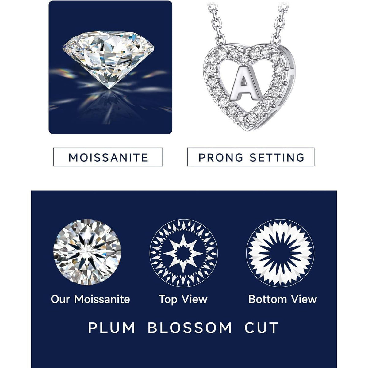 Personalisierte Initialen Herz Kette Damen mit Moissanit