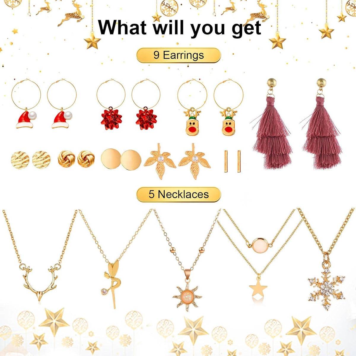 Adventskalender Schmuck 2024 Weihnachtsgeschenk Mädchen Damen