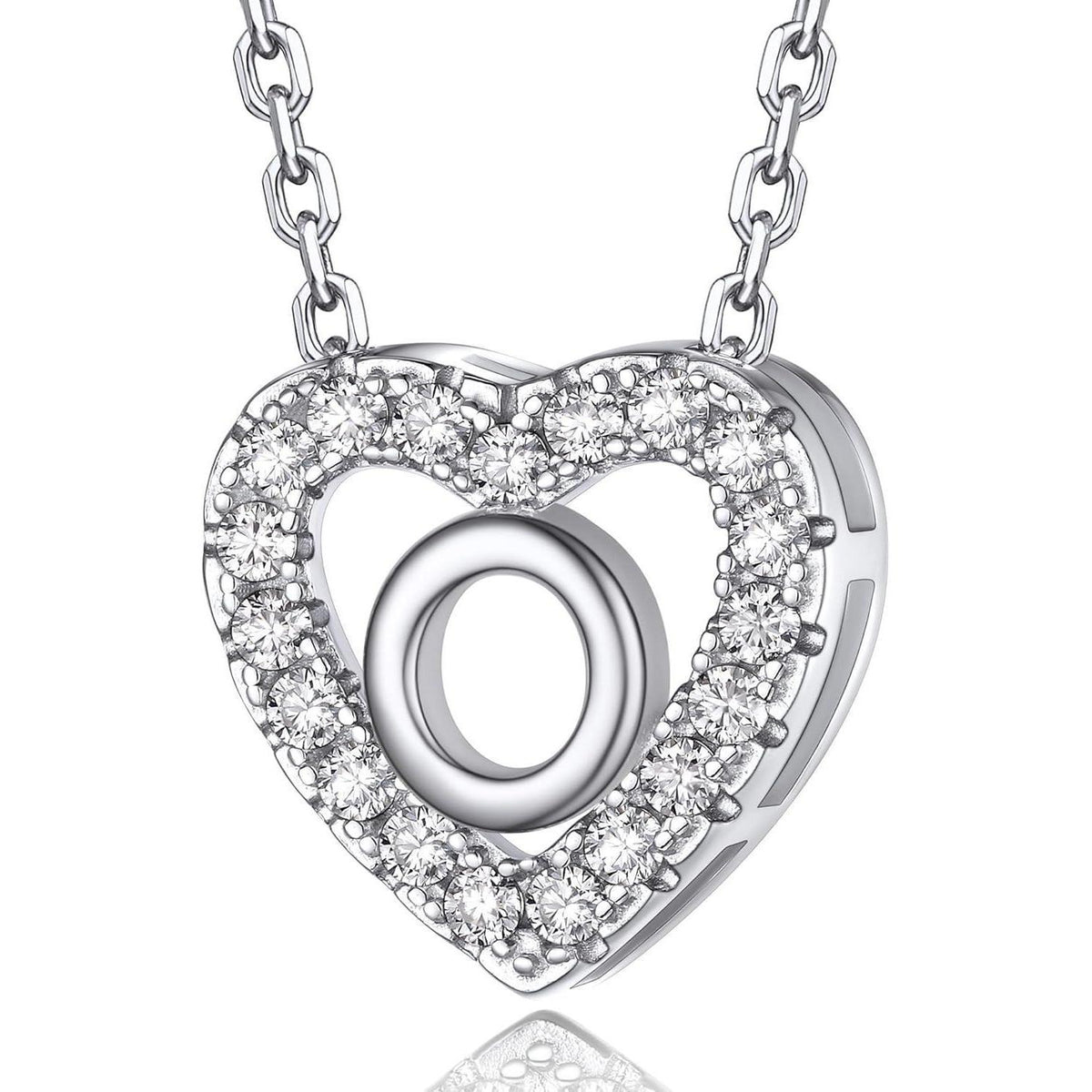 Personalisierte Initialen Herz Kette Damen mit Moissanit