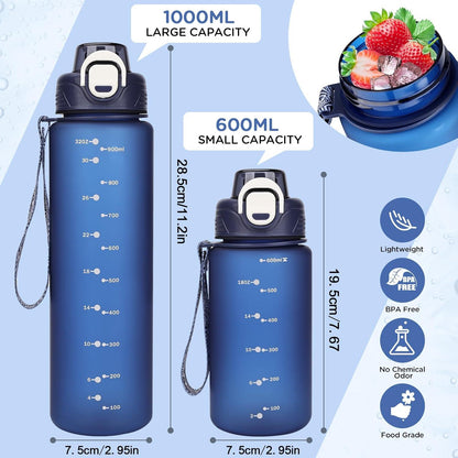 AOHAN Trinkflasche 1l BPA frei Sportflasche mit Filter Outdoor Fitness Schule
