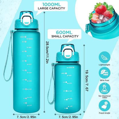 AOHAN 1l Trinkflasche BPA Frei Sport Wasserflasche Auslaufsicher Motivierend