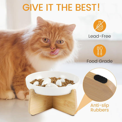 HAPPY HACHI Katzen Napf Erhöht Keramik Langsam Fütterung rutschfest
