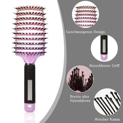 Haarbürste Set Lockige Paddel-Haarbürste Wildschweinborsten Entwirren