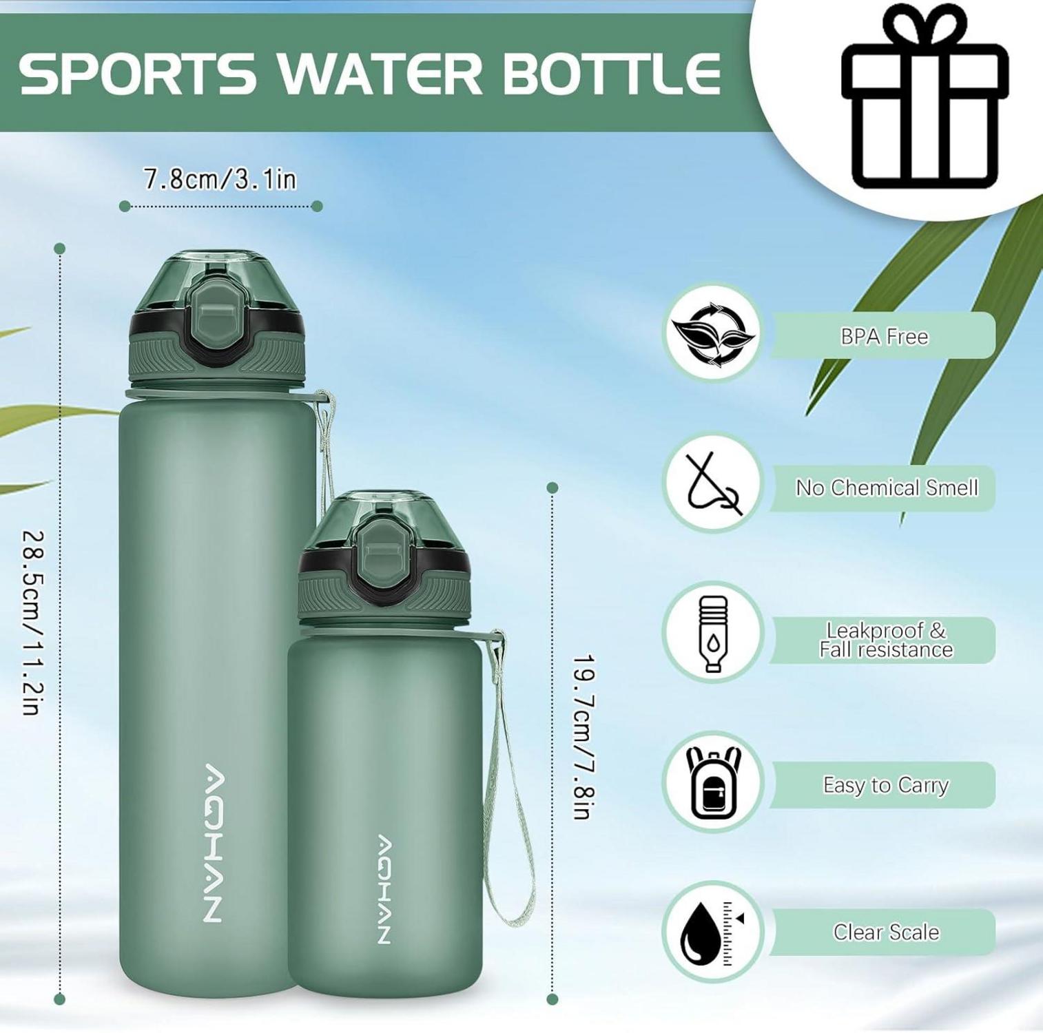 Sport Trinkflasche 600ml BPA-frei mit Strohhalm und Klappdeckel