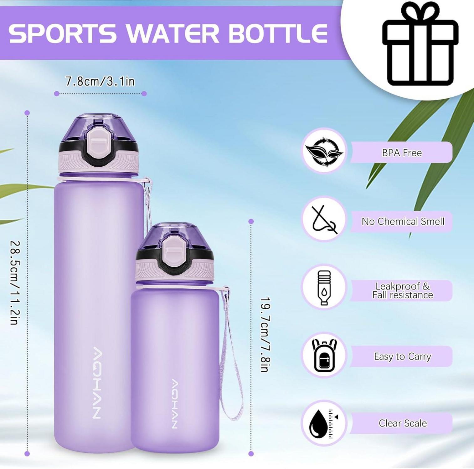 Outdoors Trinkflasche 600ML BPA frei mit auslaufsicherem Klappdeckel & Stroh