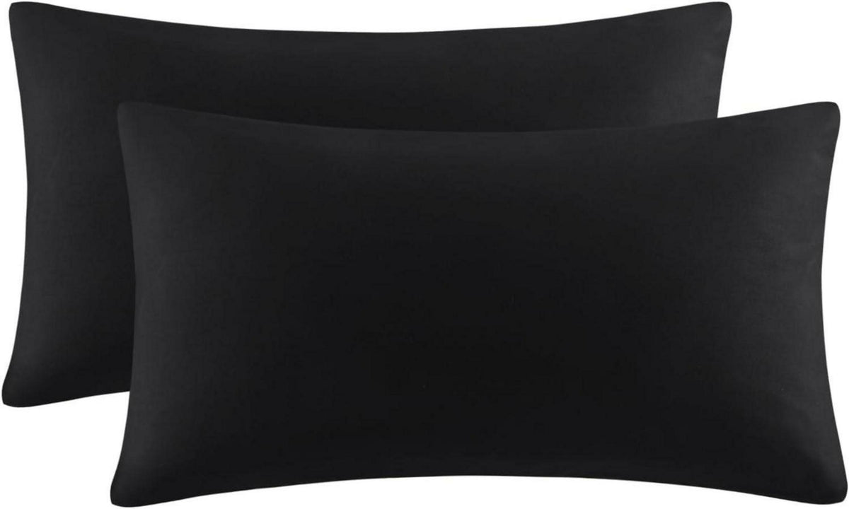 Schwarzer Mikrofaser Kissenbezug 40x70 Weich Hotelverschluss 2er Set