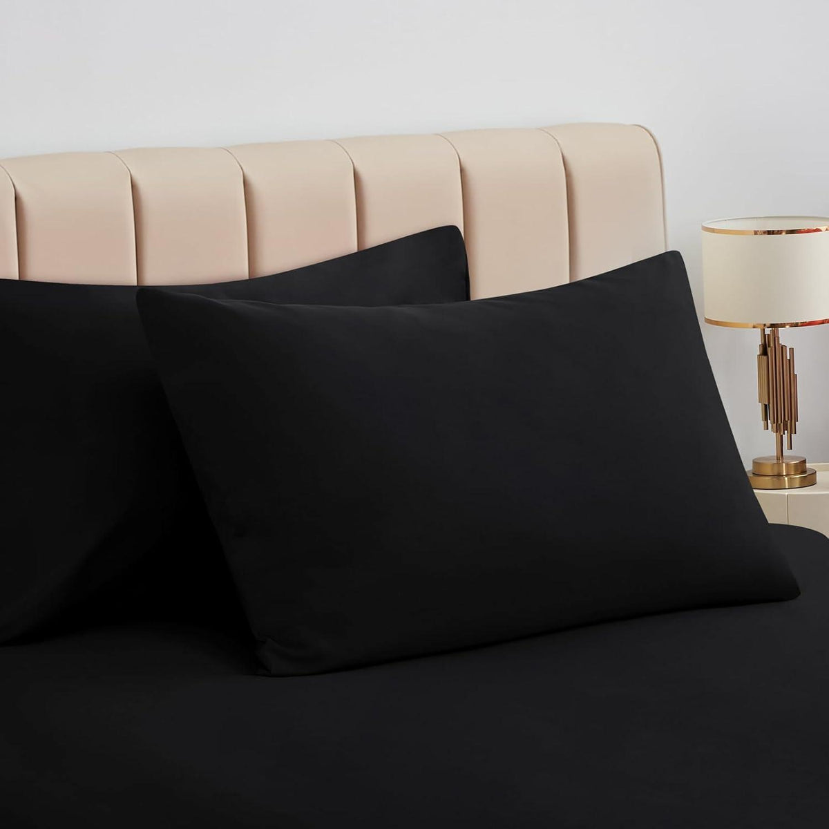 Schwarze Kissenbezüge 40x70 - 2er Set mit Hotelverschluss