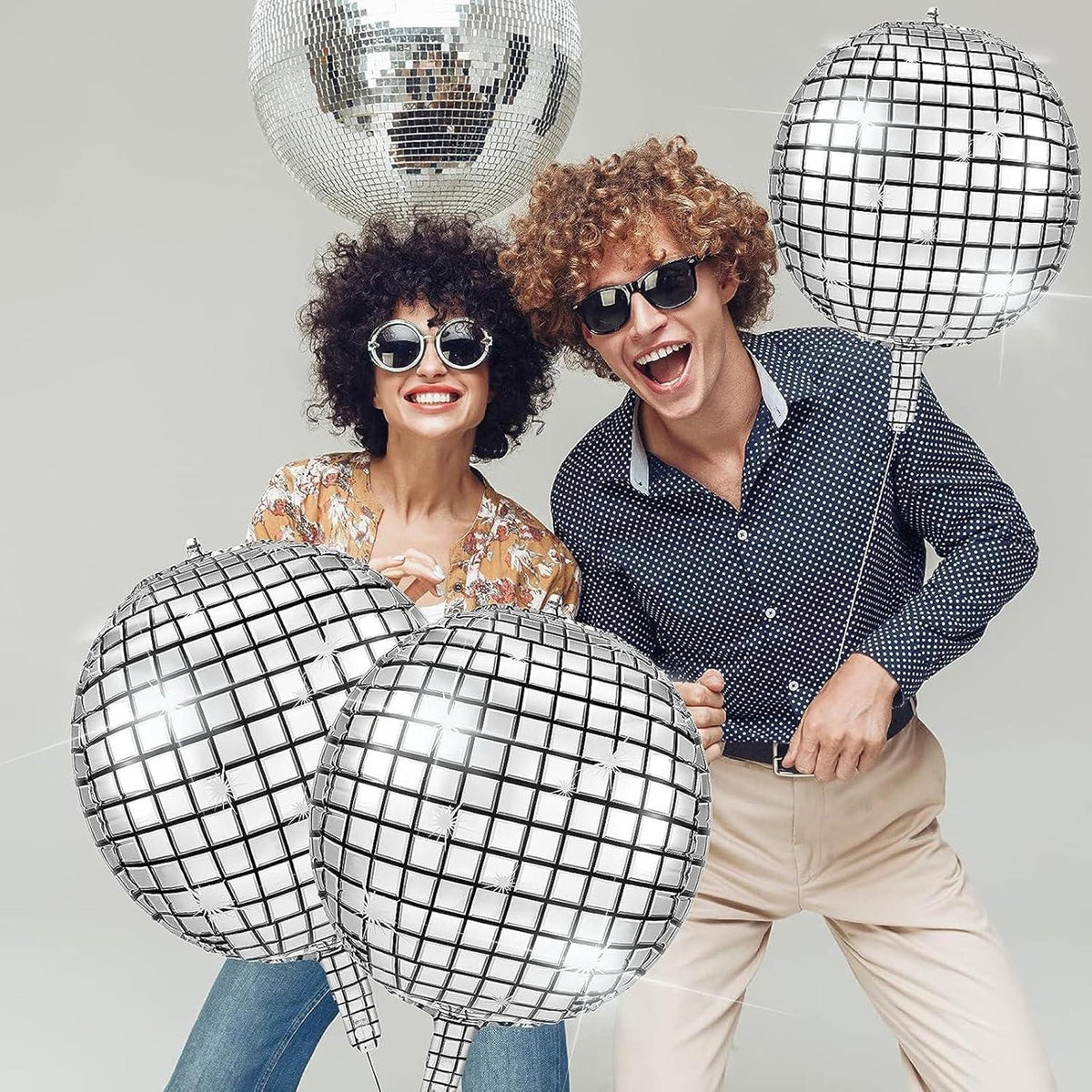Discokugel Luftballon Silber 22 Zoll - 6 Stück für Silvester Geburtstag Karneval