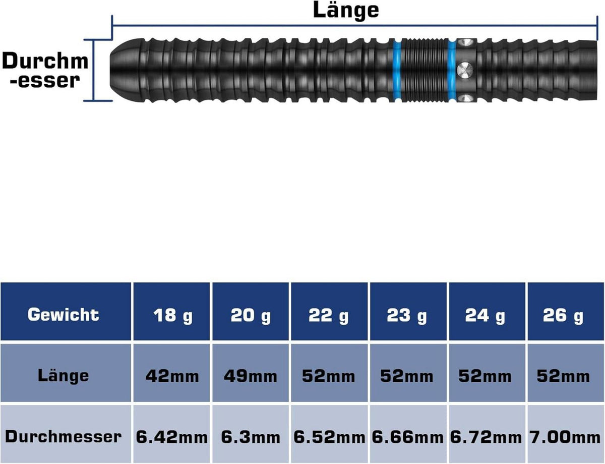 WIN.MAX Dartpfeile 90% Tungsten 3 Stück 16-28 Gramm Wolfram Stahl