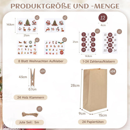 2026 DIY Adventskalender zum Befüllen mit Aufkleber und