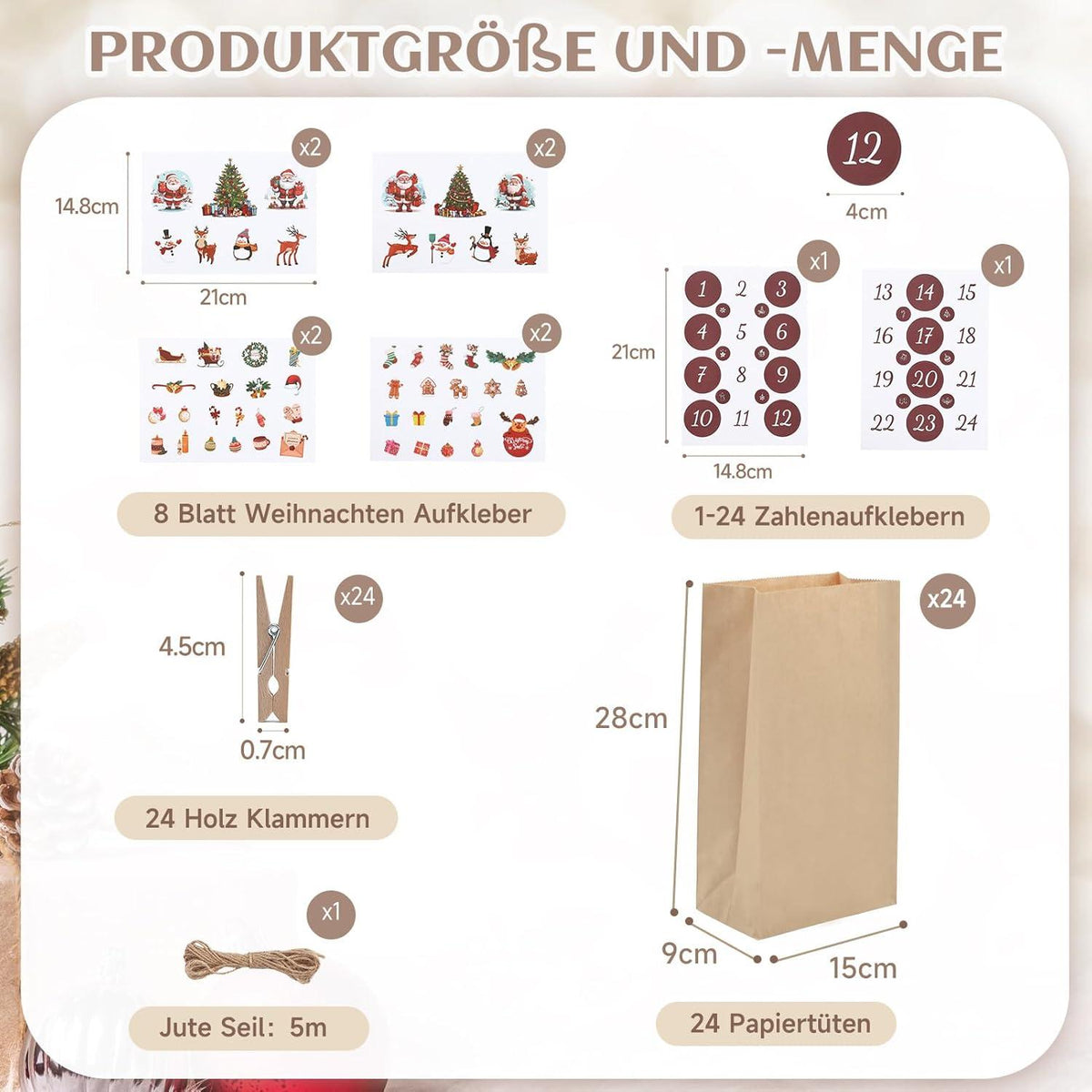 2024 DIY Adventskalender zum Befüllen mit Aufkleber und