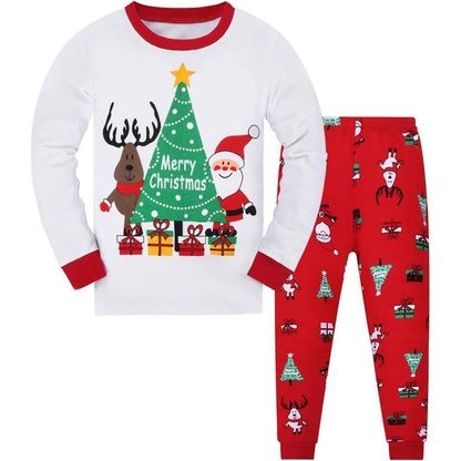 Weihnachts Schlafanzug Kinder Baumwolle Pyjama Set 2-12 Jahre