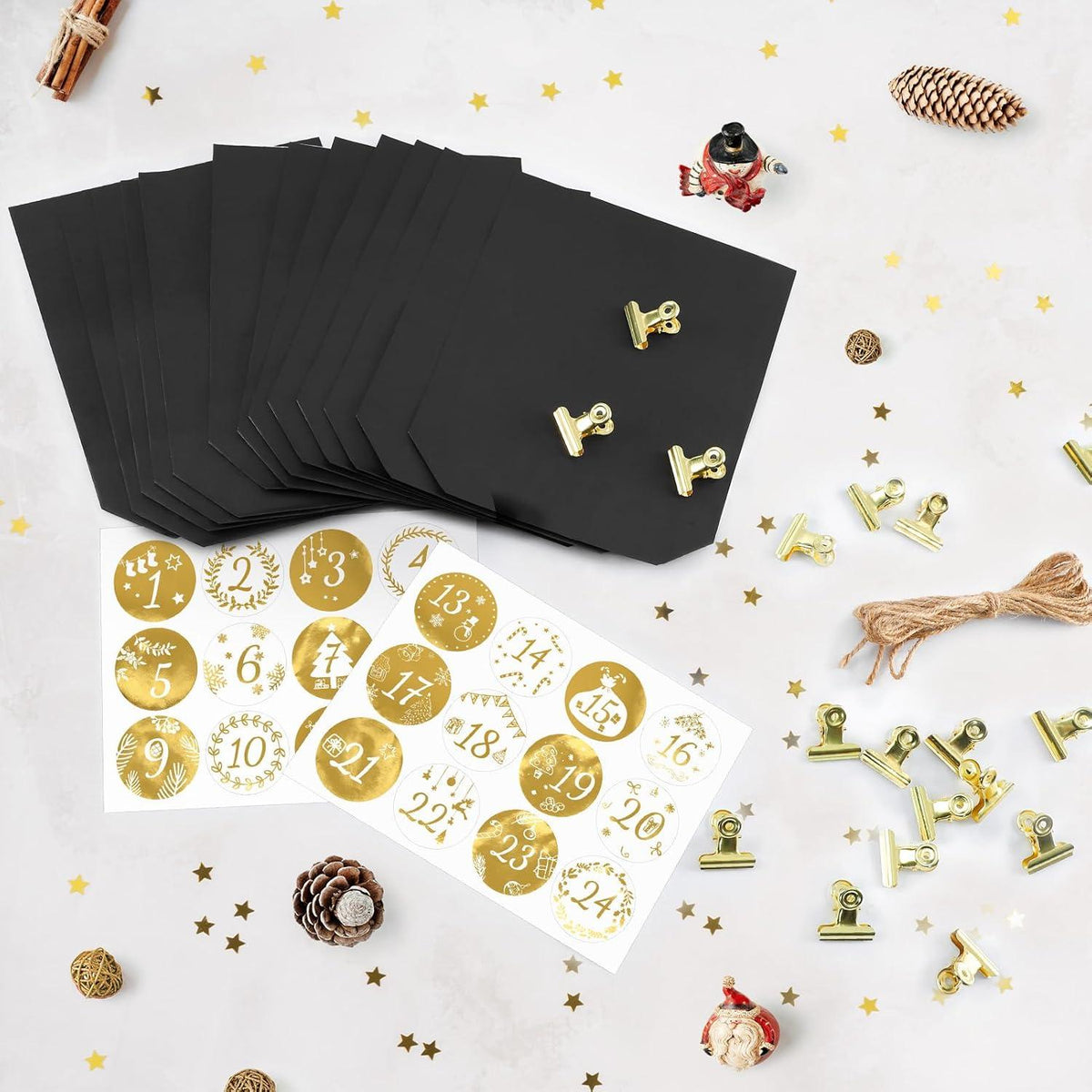 2024 Adventskalender DIY Weihnachtskalender befüllen Schwarz