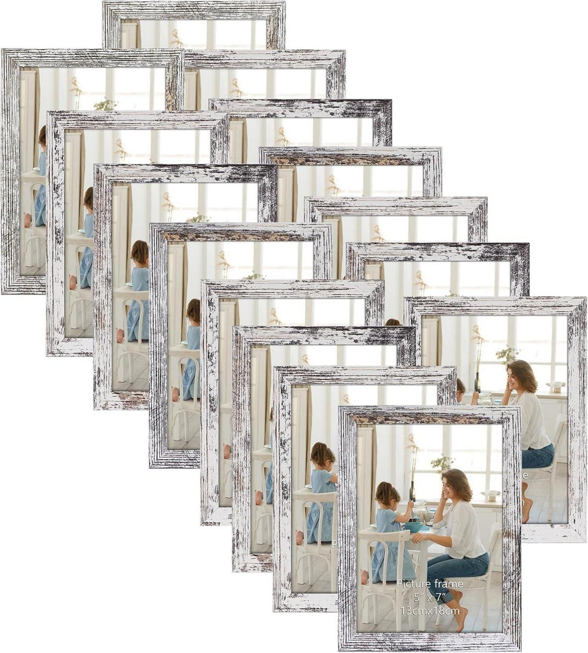 15er Set Bilderrahmen 13x18 Vintage Weiß Collage Wohnzimmer