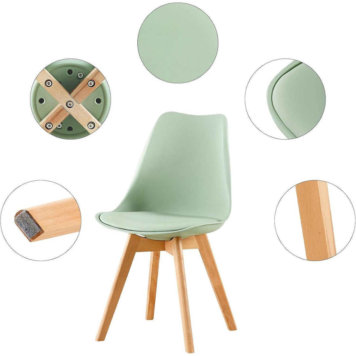 Skandinavische Esszimmerstühle Set 4 – Eiscreme Grün