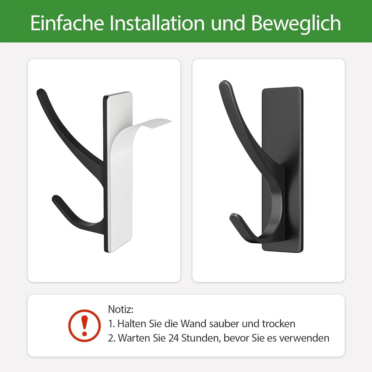 Klebehaken Ultra Stark: Haken Ohne Bohren Bis Zu 6kg - 4 Stück Metall