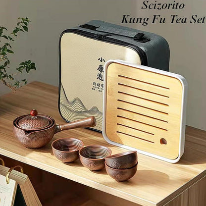 Tragbares Keramik Tee Set mit 360° Teekanne & Reisetasche