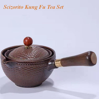 Tragbares Keramik Tee Set mit 360° Teekanne & Reisetasche