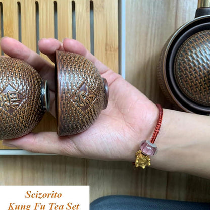 Tragbares Keramik Tee Set mit 360° Teekanne & Reisetasche