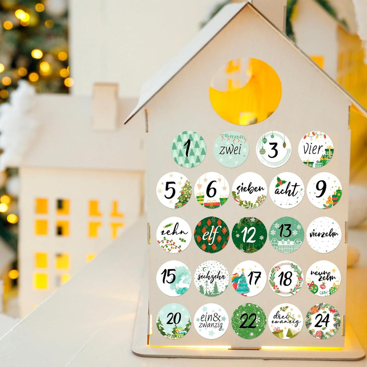 DPKOW Weihnachten Adventskalender Aufkleber 2024 Zahlen Sticker 1-24 Nummern bunt