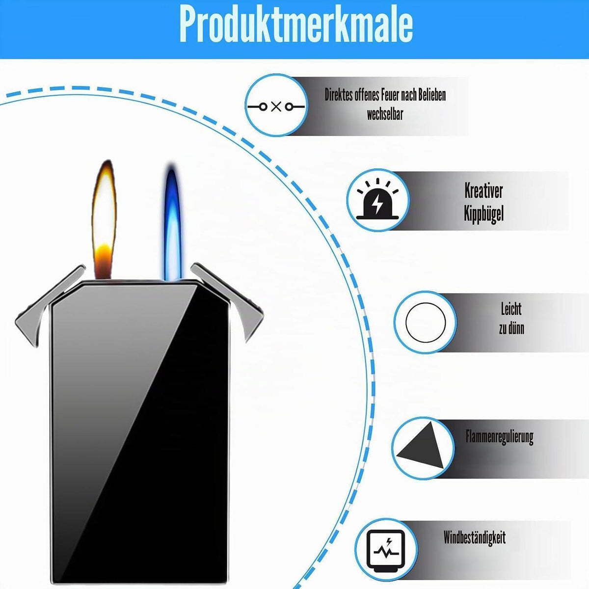 Double Flame Sturmfeuerzeug – Winddicht, Nachfüllbar & Robust