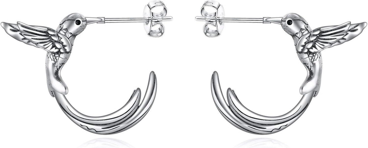 925 Sterling Silber Kolibri Creolen Ohrstecker Geschenk Mädchen