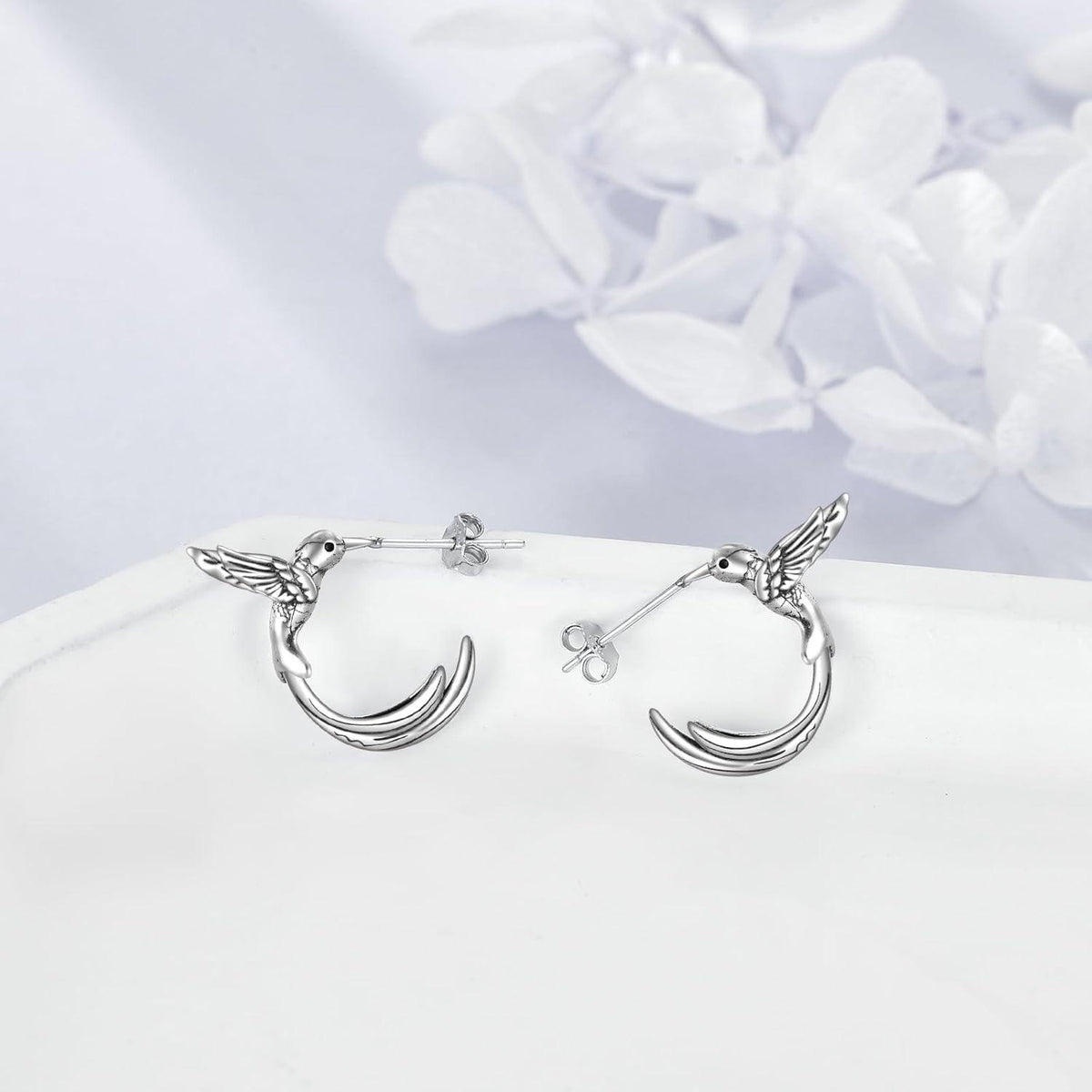 Kolibri Creolen Sterling Silber Ohrringe Geschenk Mädchen 925