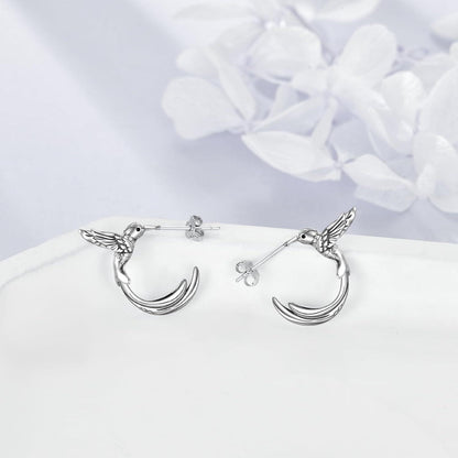 Kolibri Creolen Sterling Silber Ohrringe Geschenk Mädchen 925