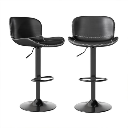 Verstellbarer Barhocker Set (2x) Schwarz in Lederoptik