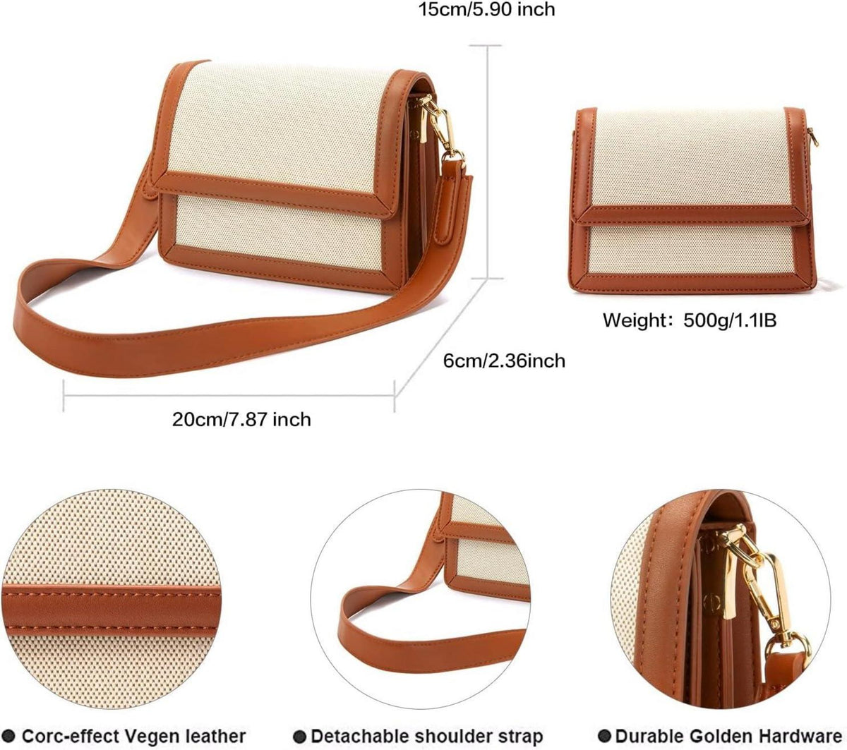 Damen Umhängetasche veganes Leder Crossbody Bag mit verstellbarem