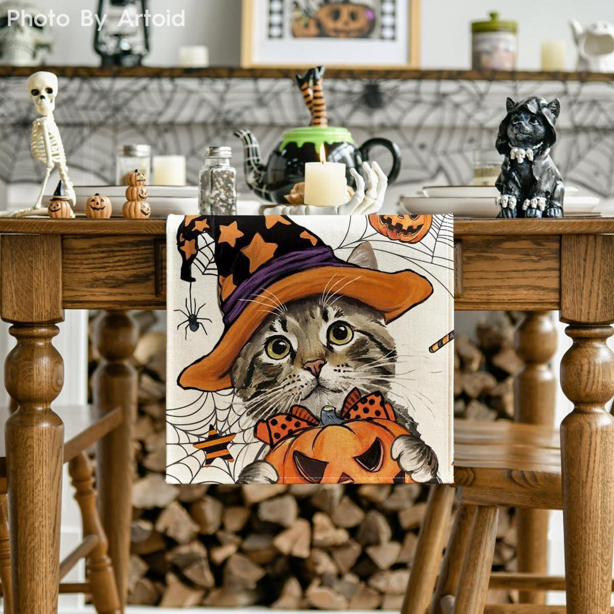 Halloween Katze Tischläufer 40x300 cm Herbst Party Dekor