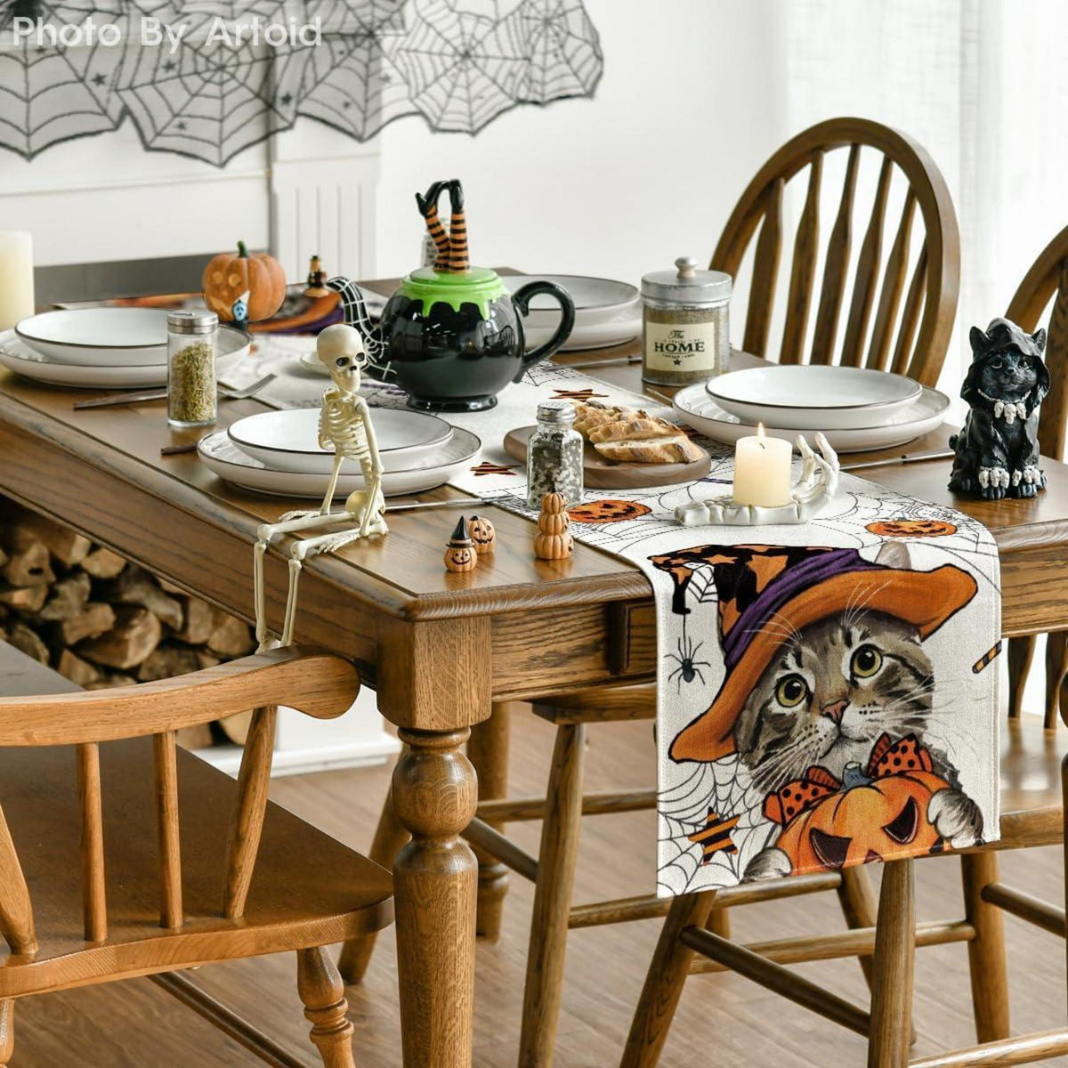 Katze Halloween Tischläufer Saisonale Herbst Dekor 40x100 cm