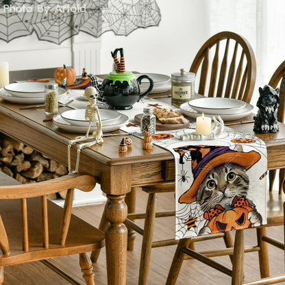 Katze Halloween Tischläufer Saisonale Herbst Dekor 40x100 cm