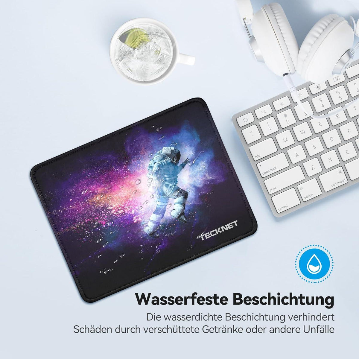 TECKNET Gaming Mousepad 28 x 21 cm Wasserdicht Rutschfest Büro