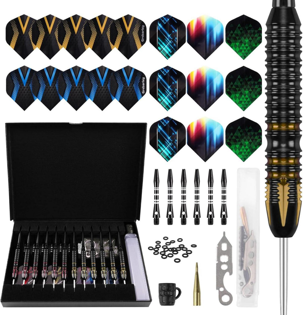 Dartpfeile Set Profi Steeldarts 12 Stück 24g 22g Braun Blau