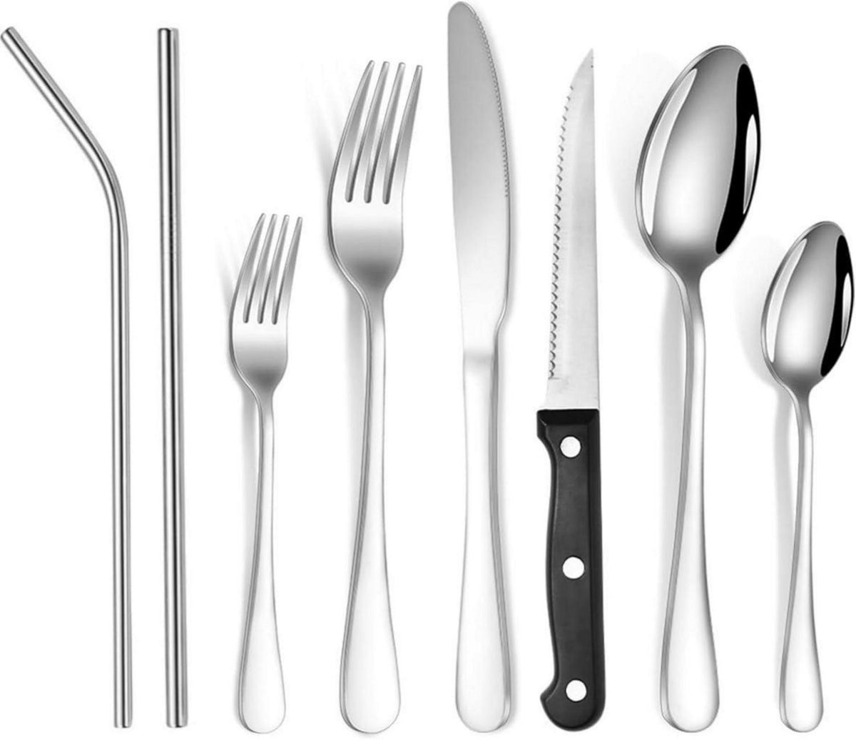 Edelstahl Besteck Set 34-teilig für 4 Personen mit Steakmesser und