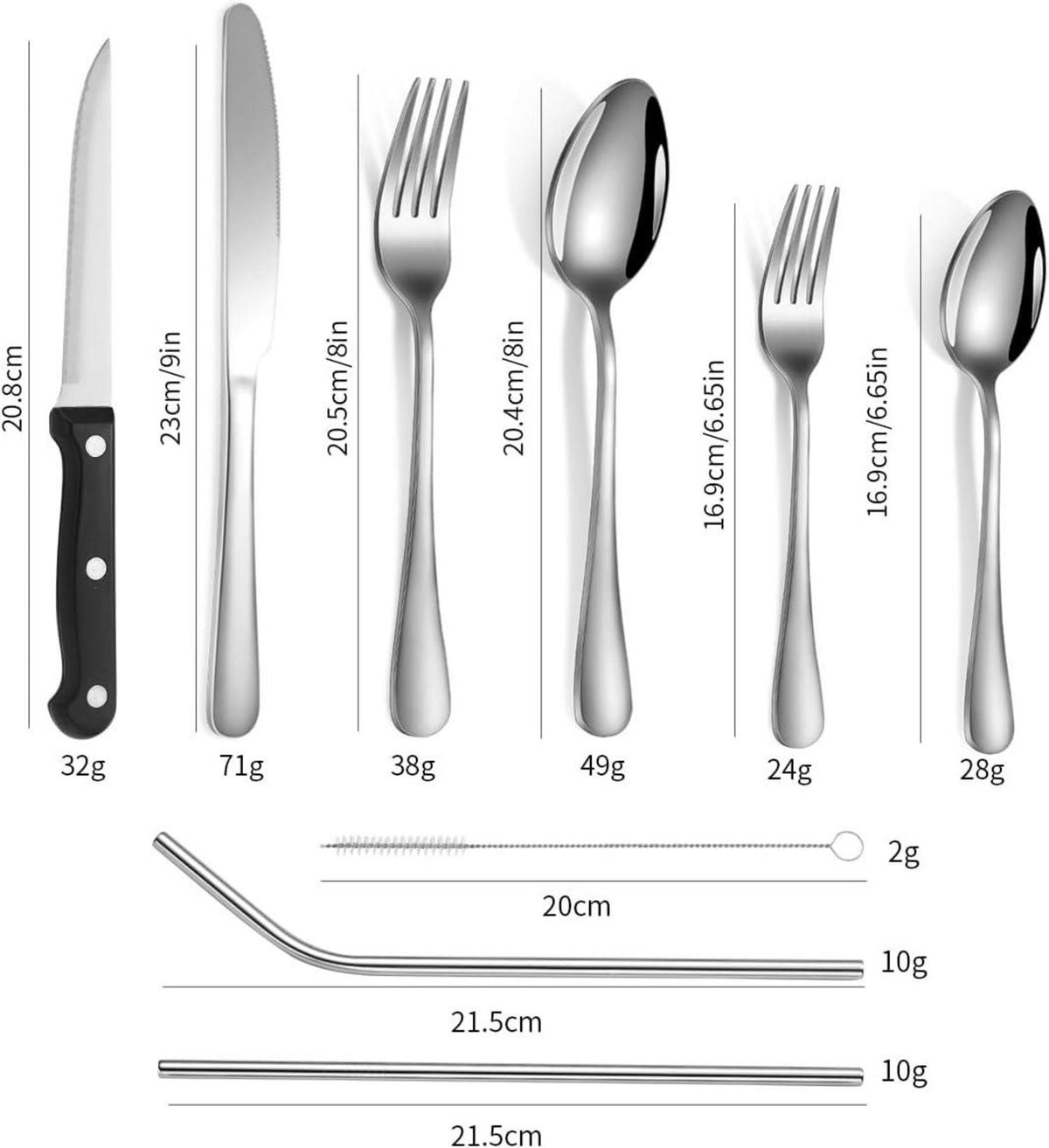 Edelstahl Besteck Set 4 Personen 34 teilig Steakmesser