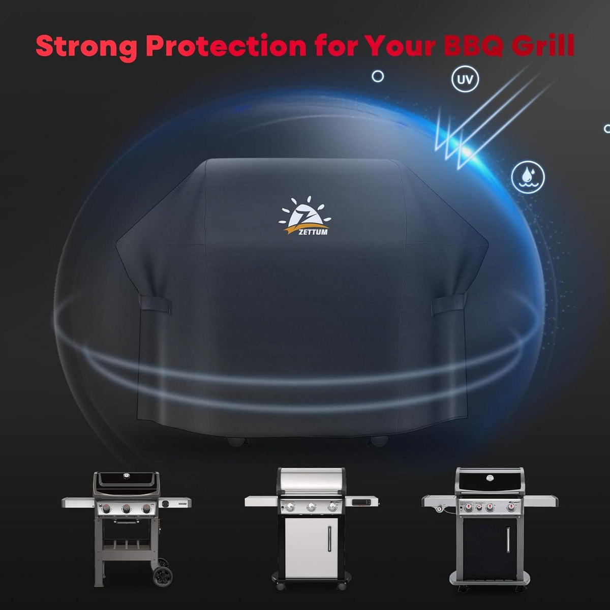 Zettum Grillabdeckung 132 cm für Weber Spirit 300 Serie Wasserdicht & UV-beständig