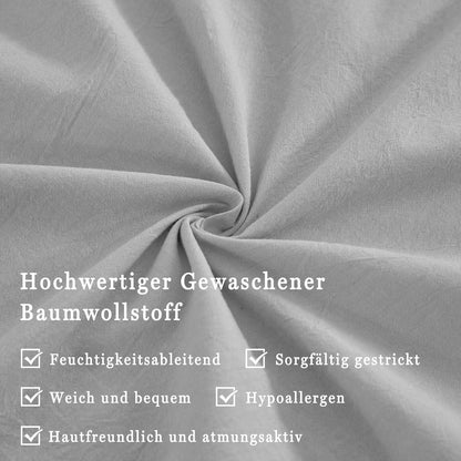 2er Set Kissenbezüge 50x70 cm, Gewaschene Baumwolle Hellgrau