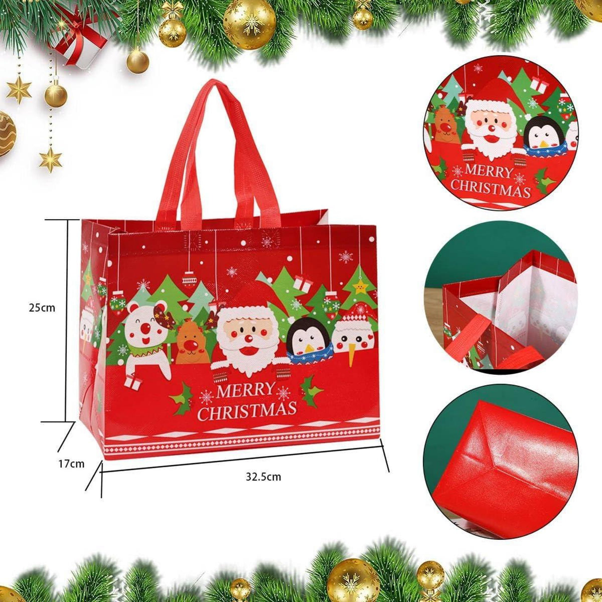12er Set Weihnachtstaschen aus Vliesstoff, wiederverwendbare