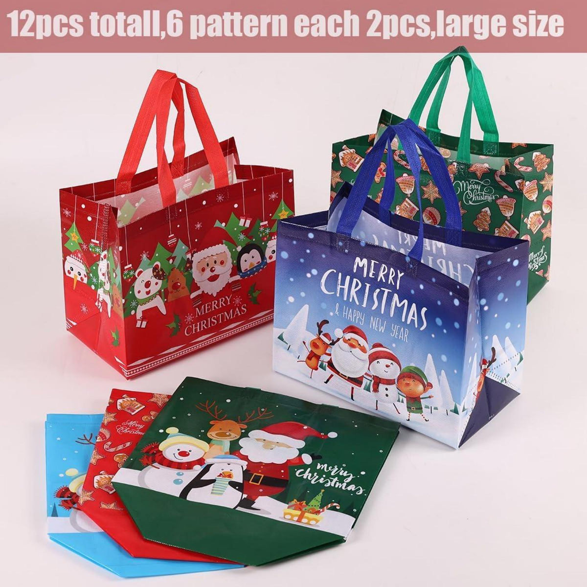 12er Pack Weihnachts Geschenk Taschen wiederverwendbar Tote Einkaufs