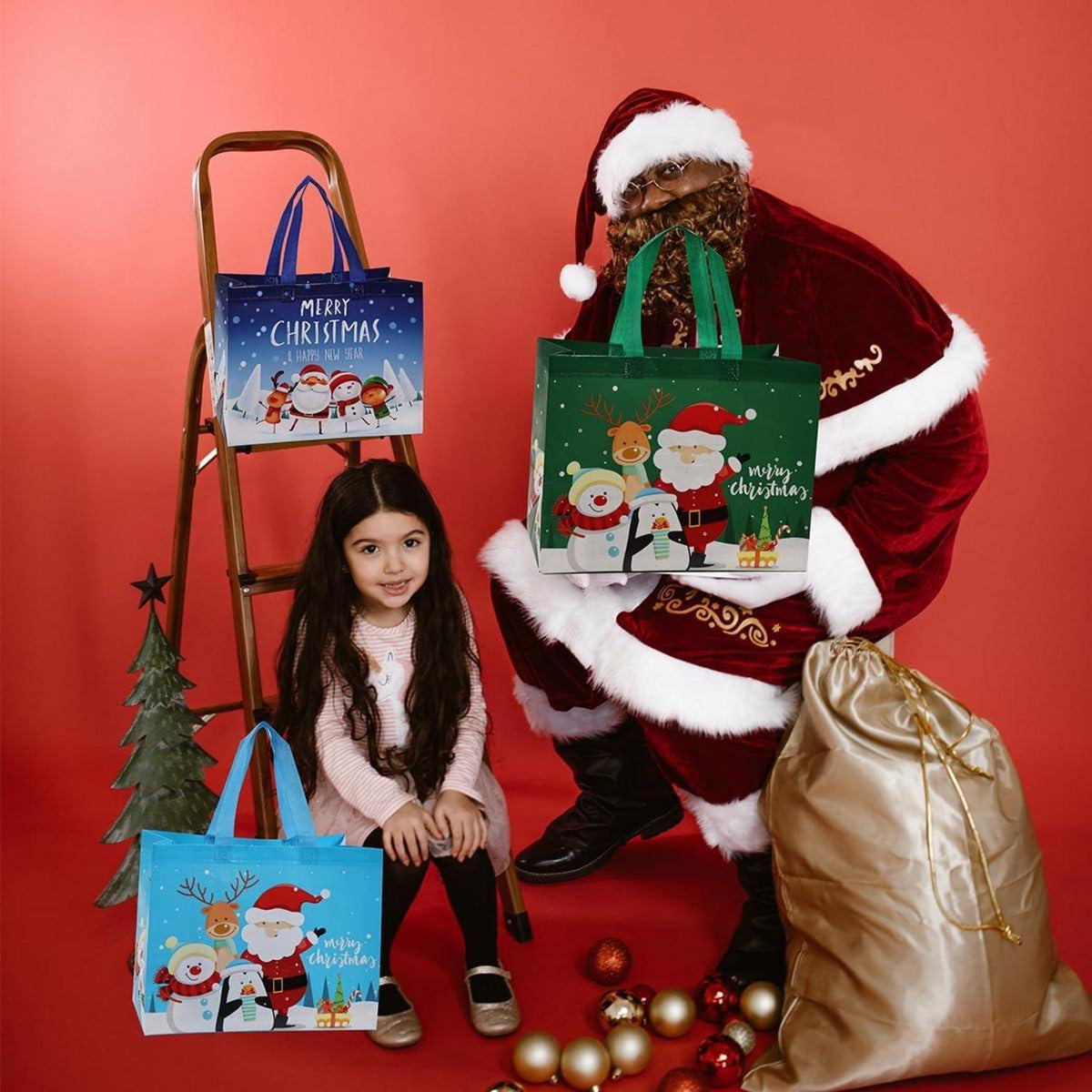 12pcs Weihnachten Geschenk Tote Taschen, wiederverwendbar, festliche