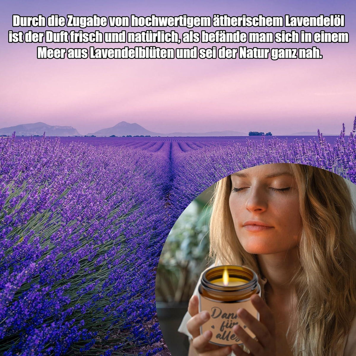 Lavendel Duftkerzen Geschenk Set für Frauen - Entspannung und Dankbarkeit