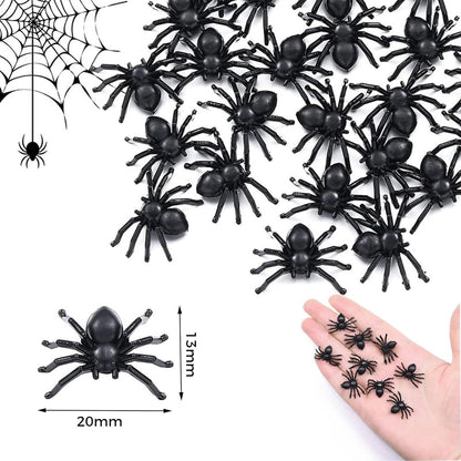 Halloween Deko: 100 Stück Realistische Spinnen - Kunststoff