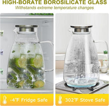 Yirilan Karaffe 2 Liter Glaskaraffe Wasserkaraffe mit Deckel