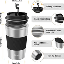 Aolieh Thermobecher Edelstahl 380ml Auslaufsicher Silber