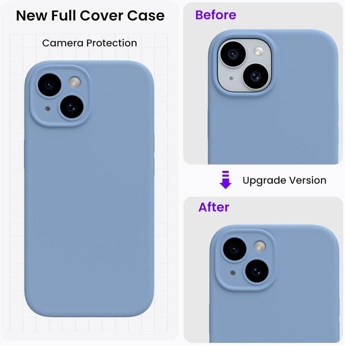 ORNARTO iPhone 15 Hülle Silikon Kameraschutz 6.1 Zoll Blau