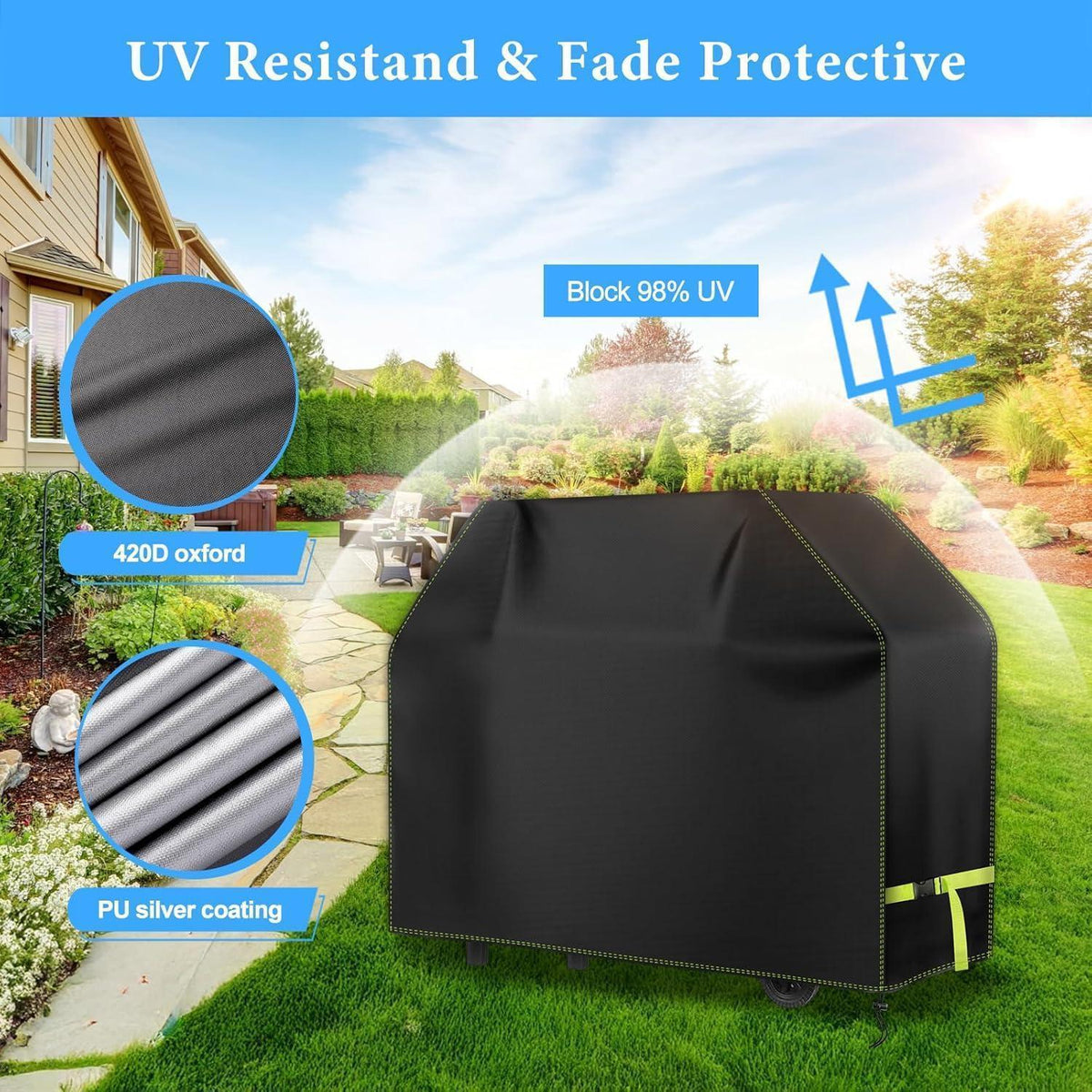 Wetterfeste Grillabdeckung 137cm 420D Oxford Wasserdicht